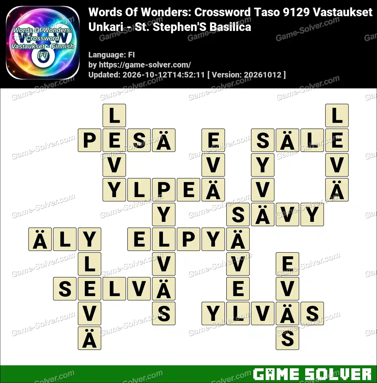 Words Of Wonders: Crossword Taso 9129 Vastaukset – Unkari – St. Stephen’S Basilica